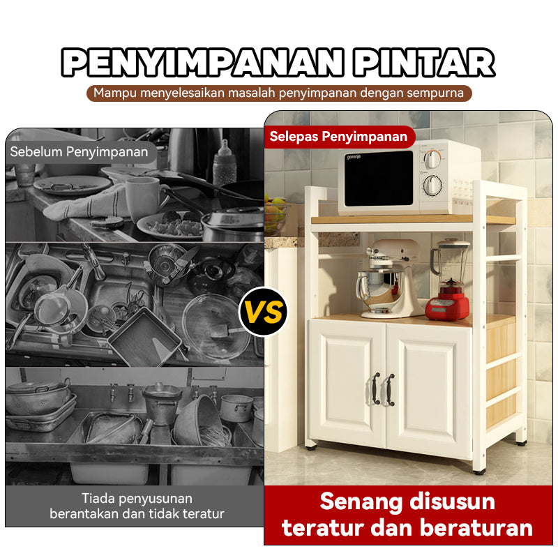 【Kapasiti Beban Kuat】 MOK Kitchen Storage Rack Multi Lapisan dan Debu Pelbagai Faksi dengan Rak Penyimpanan Pintu Kabinet