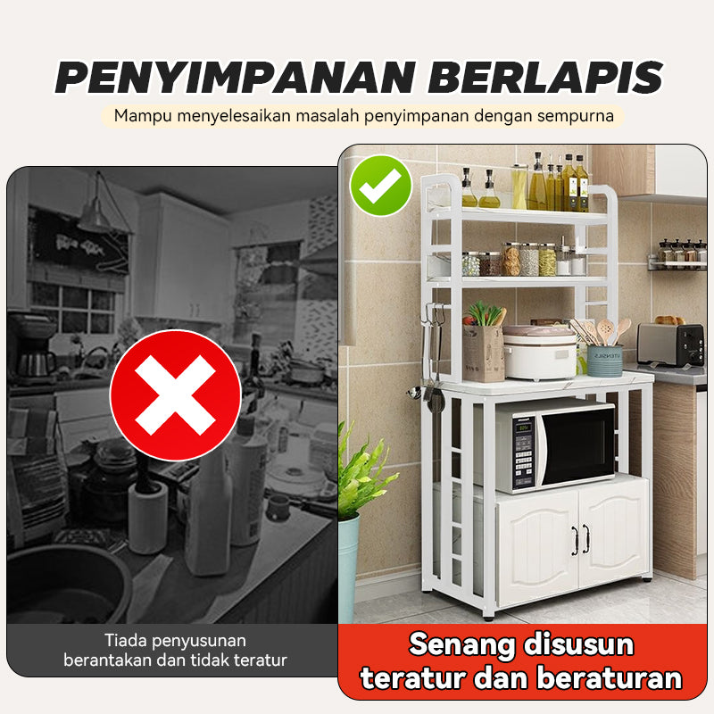 Rak dapur mok 105*40*170cm rak pelbagai fungsi yang diperbuat daripada bingkai kayu dan keluli