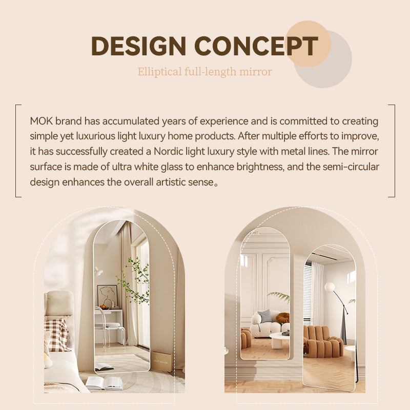 Cermin badan mok cermin 160/170cm dengan cermin pendirian dinding dari lantai ke siling cermin badan penuh logam sempadan cermin badan penuh dengan stand body mirror letupan-bukti HD