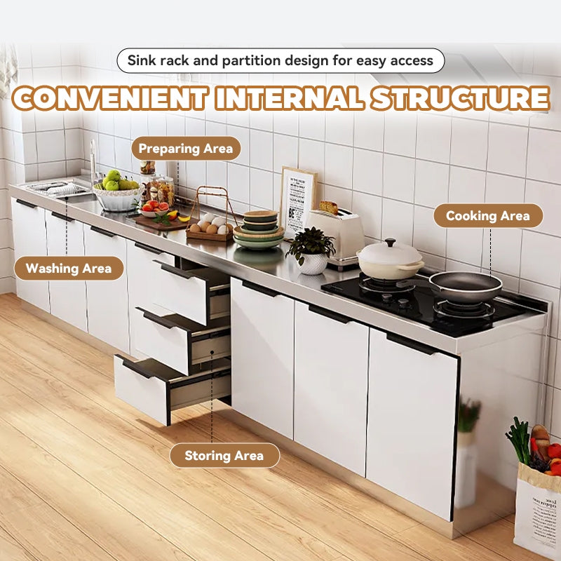 MOK Stainless Steel Kitchen Cabinet Storage Sets Sink Base Cabinet Mudah Kabinet Penyimpanan Kabinet Kabinet Dapur Gas Almari Dapur Murah