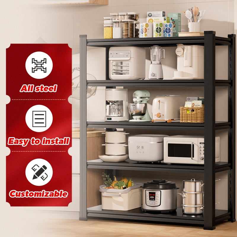 Mok Rak Besi Bertingkat 120*40*210cm Rak Metal Shelf High Load Bearing Mudah Dipasang