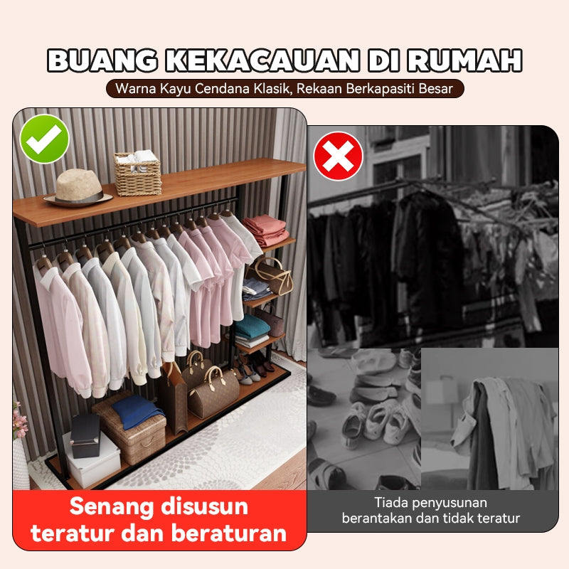 Mok 180*40*156cm Rumah Pakaian Rak Rak Bahan Keluli Besar Bahan Kukus Kukuh Kapasiti Penyimpanan