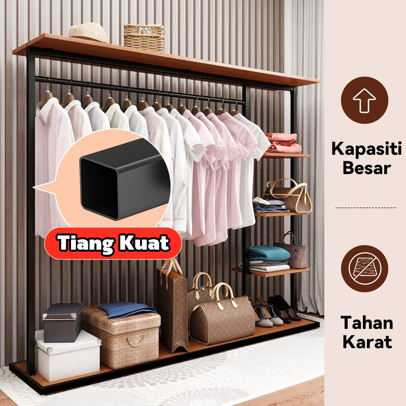 Mok 180*40*156cm Rumah Pakaian Rak Rak Bahan Keluli Besar Bahan Kukus Kukuh Kapasiti Penyimpanan