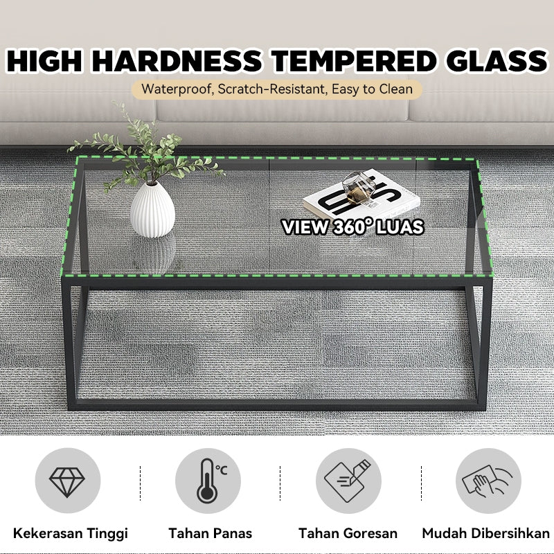 MOK 120*60*45cm Letupan-Proof Glass Table Meja Kopi Meja Kopi Kuat dan Stabil Tahan kepada Suhu Tinggi