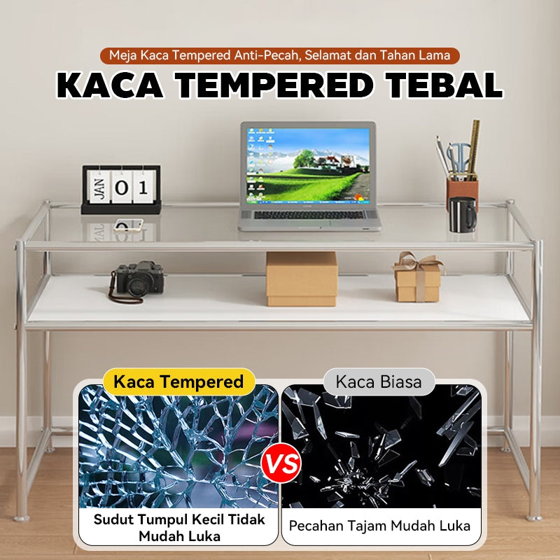 Mok 120*60*80cm Tiga warna Work Multifunctional Workbench Letupan Kaca Tebal Tunggal Keluli Tahan Karat