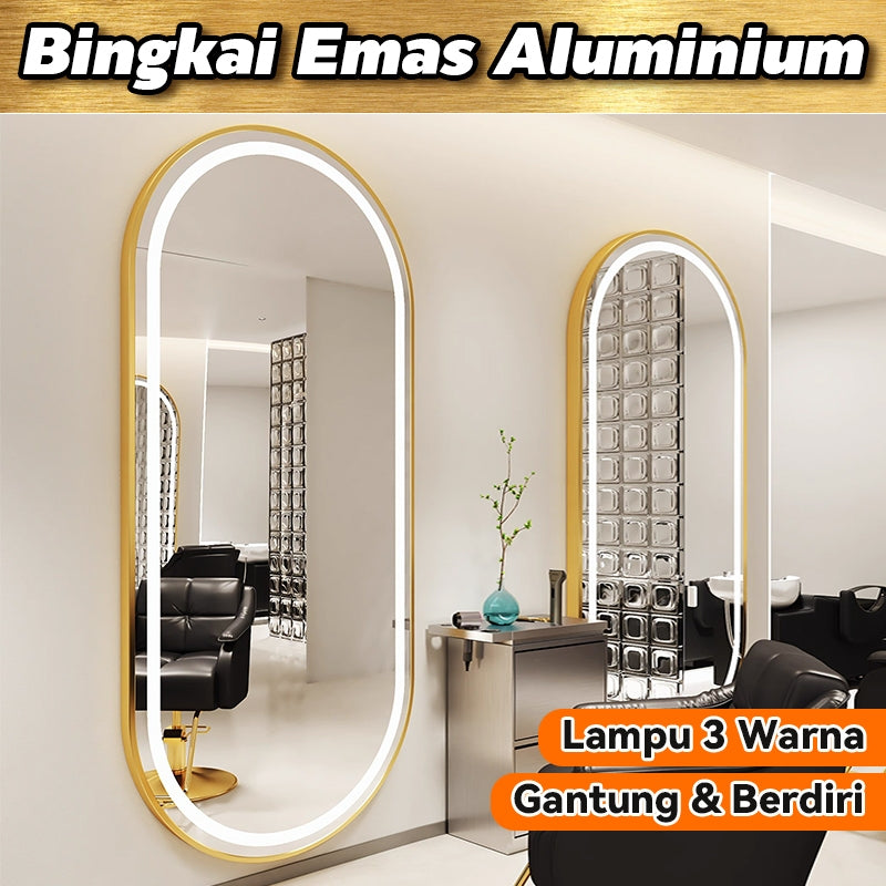 MOK Hair Cutting Glass With LED Lights Hair Makeup Glass HD Glass Accessories Stainless Steel Frame