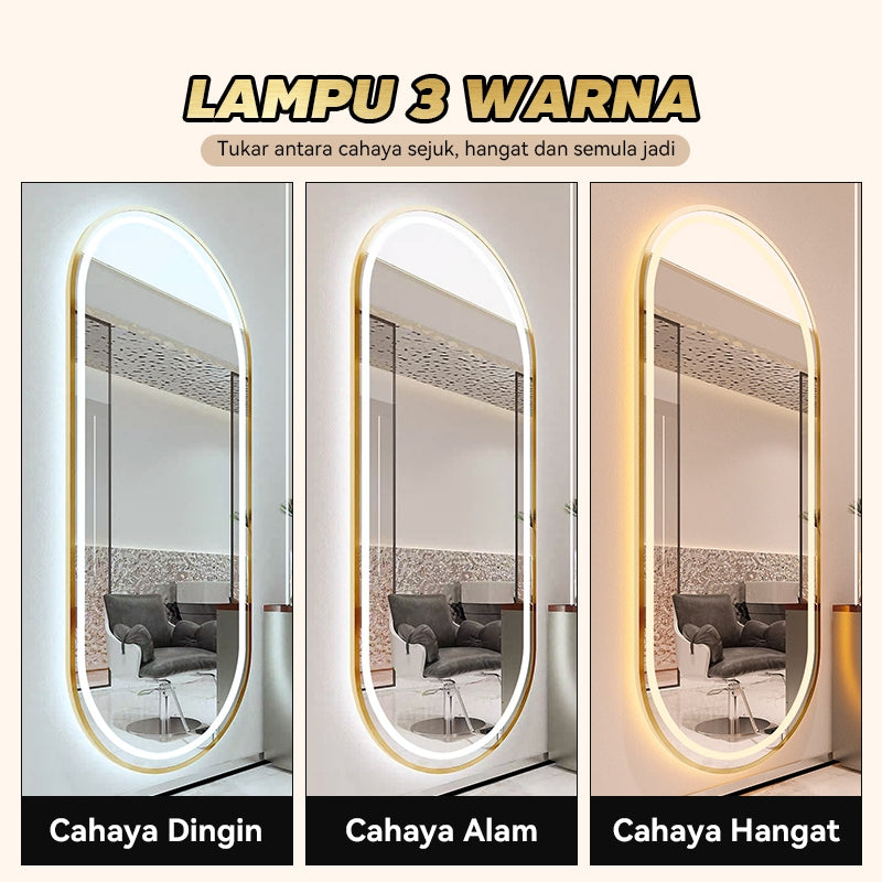 MOK Hair Cutting Glass With LED Lights Hair Makeup Glass HD Glass Accessories Stainless Steel Frame