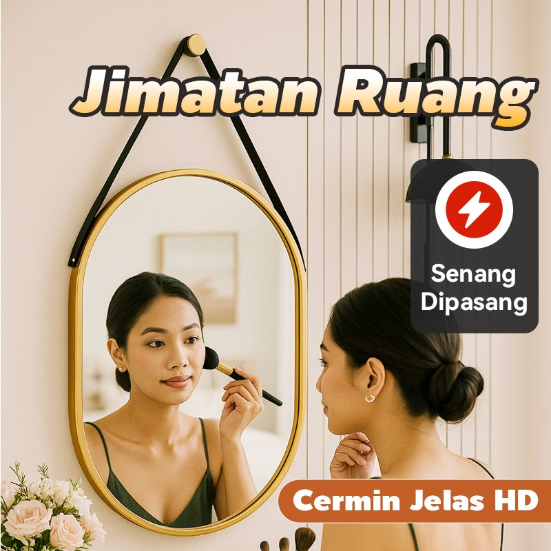 MOK HD Wall Mirror Gold Frame Round/Oval Shatterproof Glass Multiple Sizes for Bedroom Bathroo