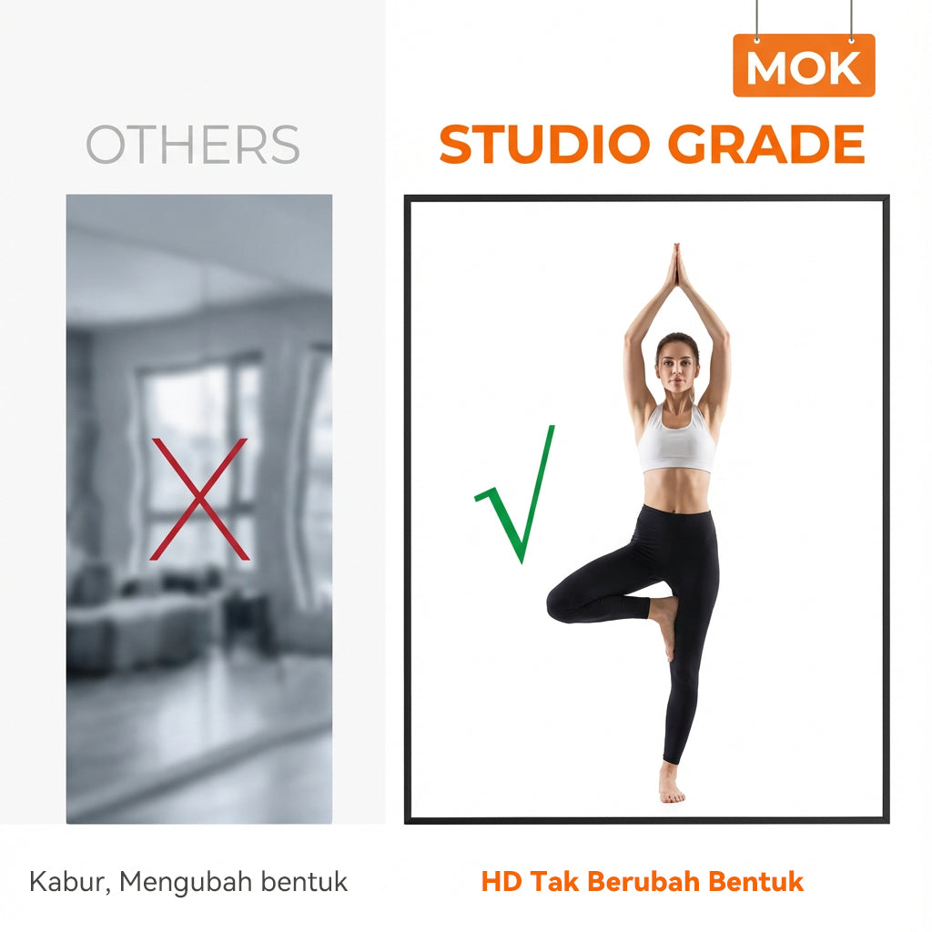 MOK With Wheels Portability 178-188CM Full Body Mirror For Yoga Studio/Gym/Dance Studio/Home Floor To Ceiling Glass