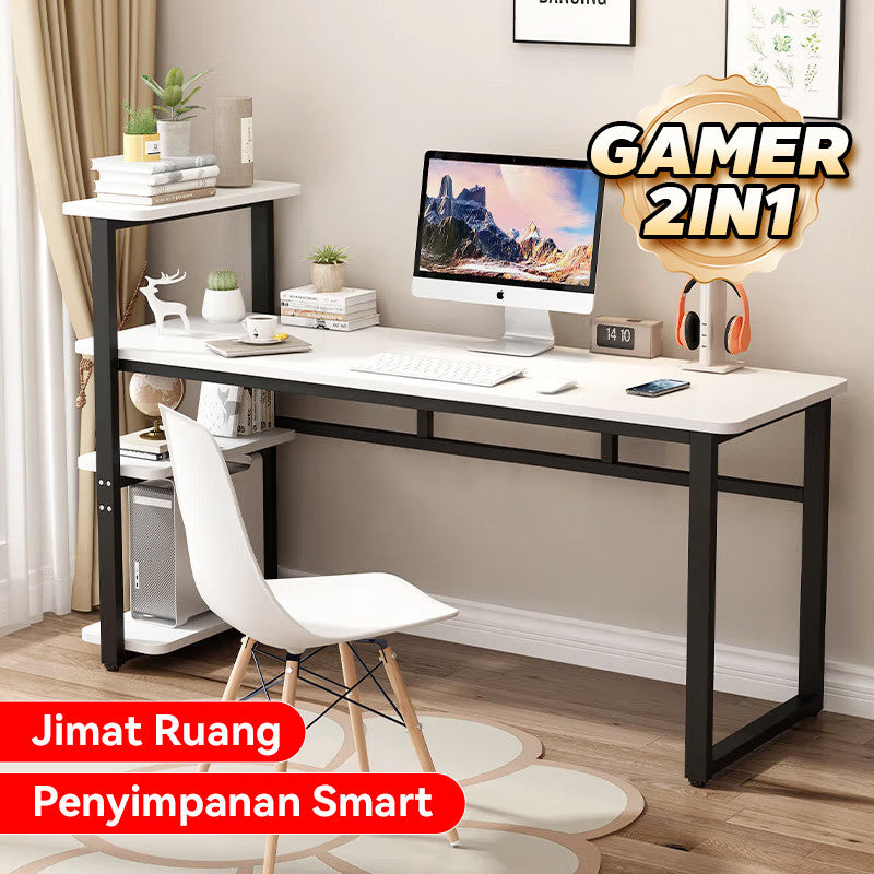 【Multi Layer/Stable】 Mok 90*55*115cm Office/Meja Komputer melebar Desktop Bold Table Legs Pemasangan Mudah